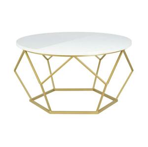 HowHomely Kávésasztal DIAMOND 40x70 cm sárgaréz/fehér