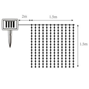 Napelemes LED-fényfüggöny IP44 150x150cm 192 izzós