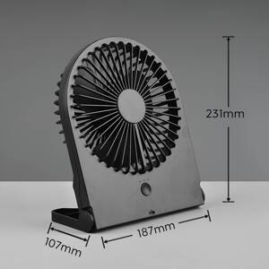 Breezy újratölthető asztali ventilátor, fekete, csendes