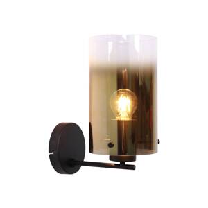 Ventotto fali lámpa, fekete/arany, szélesség 15 cm, fém/üveg
