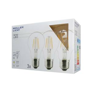 LED lámpa E27 4W 2 700K izzószál 3db-os, 470lm