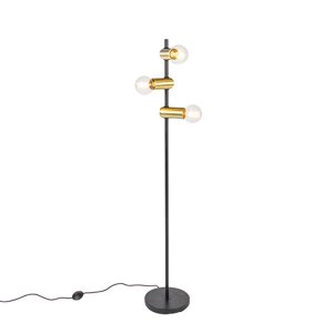 Modern fekete sárgaréz állólámpával 3-lámpa - Facil