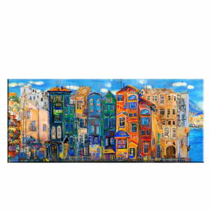 Colorful Houses kép, 140 x 60 cm - Tablo Center