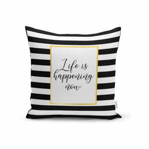 BW Stripes With Motto párnahuzat, 45 x 45 cm - Minimalist Cushion Covers