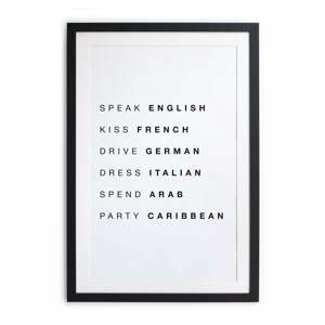 Speak Kiss Drive keretezett fali kép, 35 x 45 cm - Really Nice Things