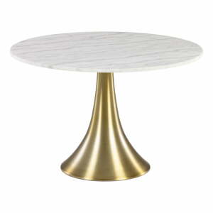 Fehér kerek étkezőasztal márvány asztallappal, ø 120 cm - Kave Home