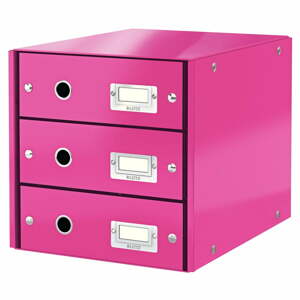 Office rózsaszín 3 fiókos doboz, 36 x 29 x 28 cm Click&Store - Leitz