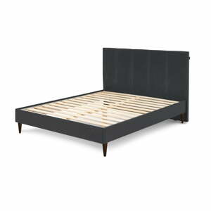 Vivara Dark sötétszürke bársony kétszemélyes ágy, 160 x 200 cm - Bobochic Paris