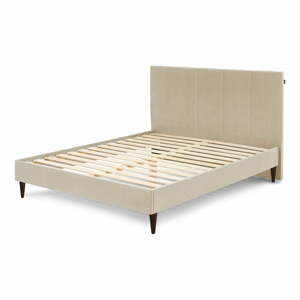 Vivara Dark bézs bársony kétszemélyes ágy, 160 x 200 cm - Bobochic Paris