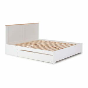 Gabi fehér kétszemélyes ágy ágyráccsal és tárolóhellyel, 160 x 200 cm - Marckeric