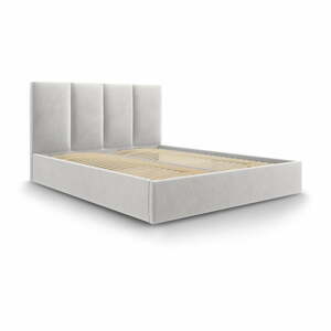 Juniper világosszürke bársony kétszemélyes ágy, 160 x 200 cm - Mazzini Beds
