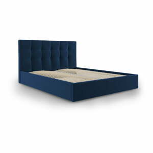 Nerin sötétkék bársony kétszemélyes ágy, 180 x 200 cm - Mazzini Beds