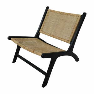 Fekete teakfa fotel szövéssel - HSM collection
