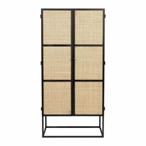 Fekete rattan komód 70x145 cm Guuji - White Label