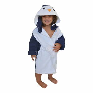 Fehér-kék pamut gyerek fürdőköpeny S Penguin - Rocket Baby