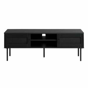 Fekete TV-állvány tölgyfa dekorral 120x43 cm Pensacola – Unique Furniture