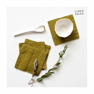 Khaki textil poháralátét szett 4 db-os – Linen Tales