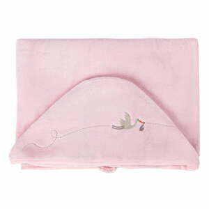 Rózsaszín pamut baba törölköző kapucnival 80x135 cm Bebemarin - Foutastic