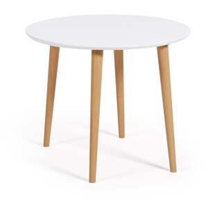 Fehér kerek bővíthető étkezőasztal fehér asztallappal ø 90 cm Oqui – Kave Home