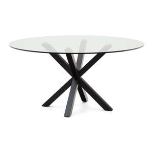 Fekete kerek étkezőasztal üveg asztallappal ø 150 cm Argo – Kave Home
