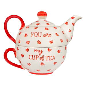 Piros-fehér kerámia teázó szett You are My Cup of Tea – Sass & Belle