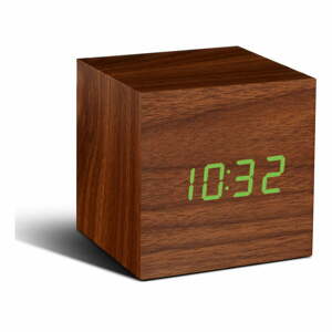 Cube Click Clock barna ébresztőóra zöld LED kijelzővel - Gingko