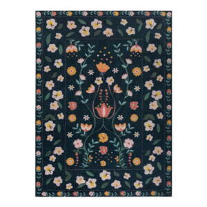 Sötétkék mosható szőnyeg 170x240 cm MATCH NORDIC FLORAL – Flair Rugs