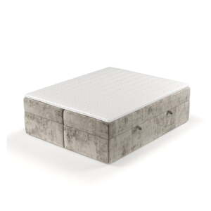 Világosbarna ágyneműtartós boxspring ágy 200x200 cm Yoko – Maison de Rêve