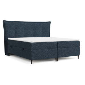 Sötétkék ágyneműtartós boxspring ágy 140x200 cm Sinai – Maison de Rêve