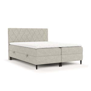 Szürke-bézs ágyneműtartós boxspring ágy 200x200 cm Gwen – Maison de Rêve