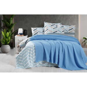 Kék pamut ágytakaró 220x240 cm Waffle – Mila Home