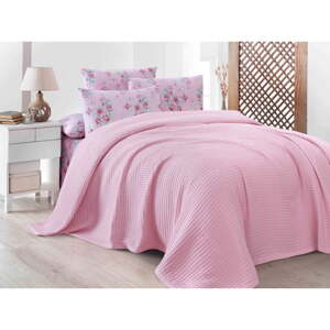 Rózsaszín pamut ágytakaró 220x240 cm Waffle – Mila Home